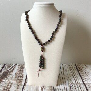 Dragons Blood Jasper Handmade Gemstone Bead Hand Knotted Healing Mala Necklace